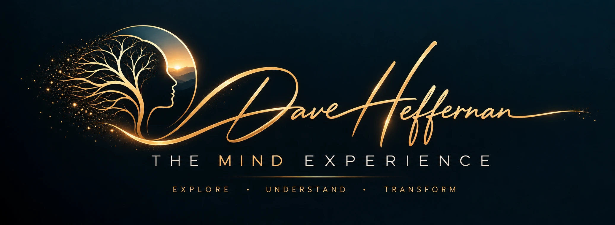 Dave Heffernan signature flowing from the Mind Experience neural-tree emblem